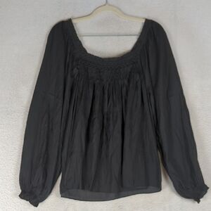 Grade & Gather Women's Black Farmhouse Boho Long Sleeve Blouse Size M‎